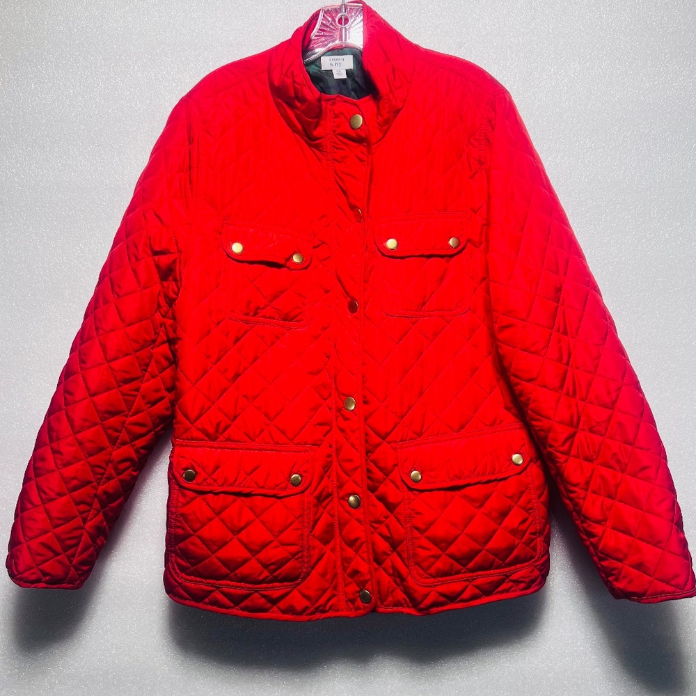 Crown & Ivy Vibrant Red Quilted Puffer Jacket